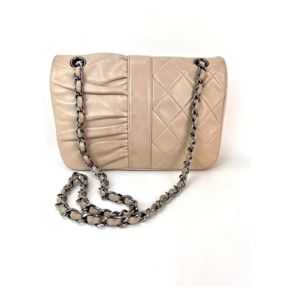 Chanel Lambskin Quilted Pile Ou Face Flap Beige Clair Shoulder Bag